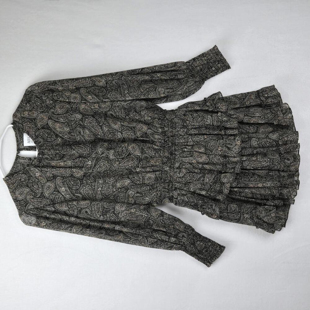 Misa Los Angeles Camila Paisley Smock Waist Long Sleeve Mini Dress Size XS NWT